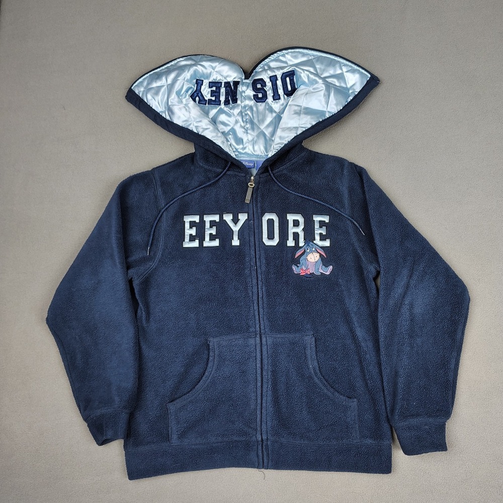 Y2K Disney Eeyore "True Blue" Fleece‎ Hoodie Adult Small Embroidered Big Logo - Picture 12 of 12